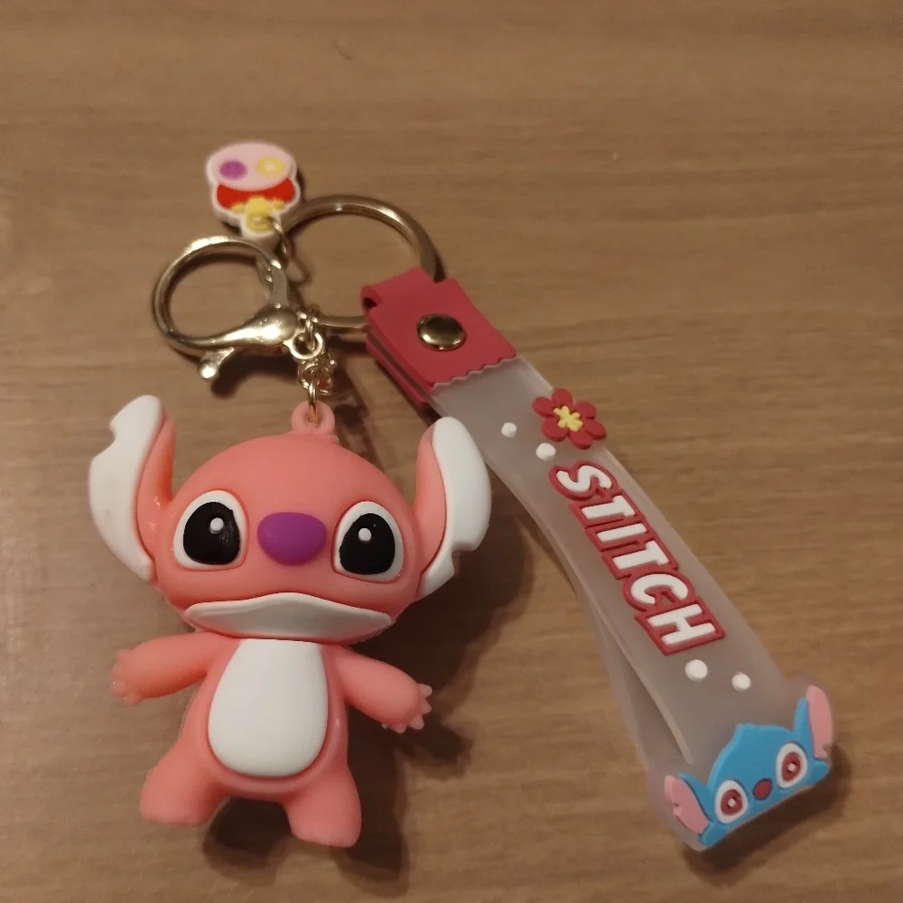 New Disney 3D Rubber Pink Stitch Keychain | Cute Lilo & Stitch Bag Charm